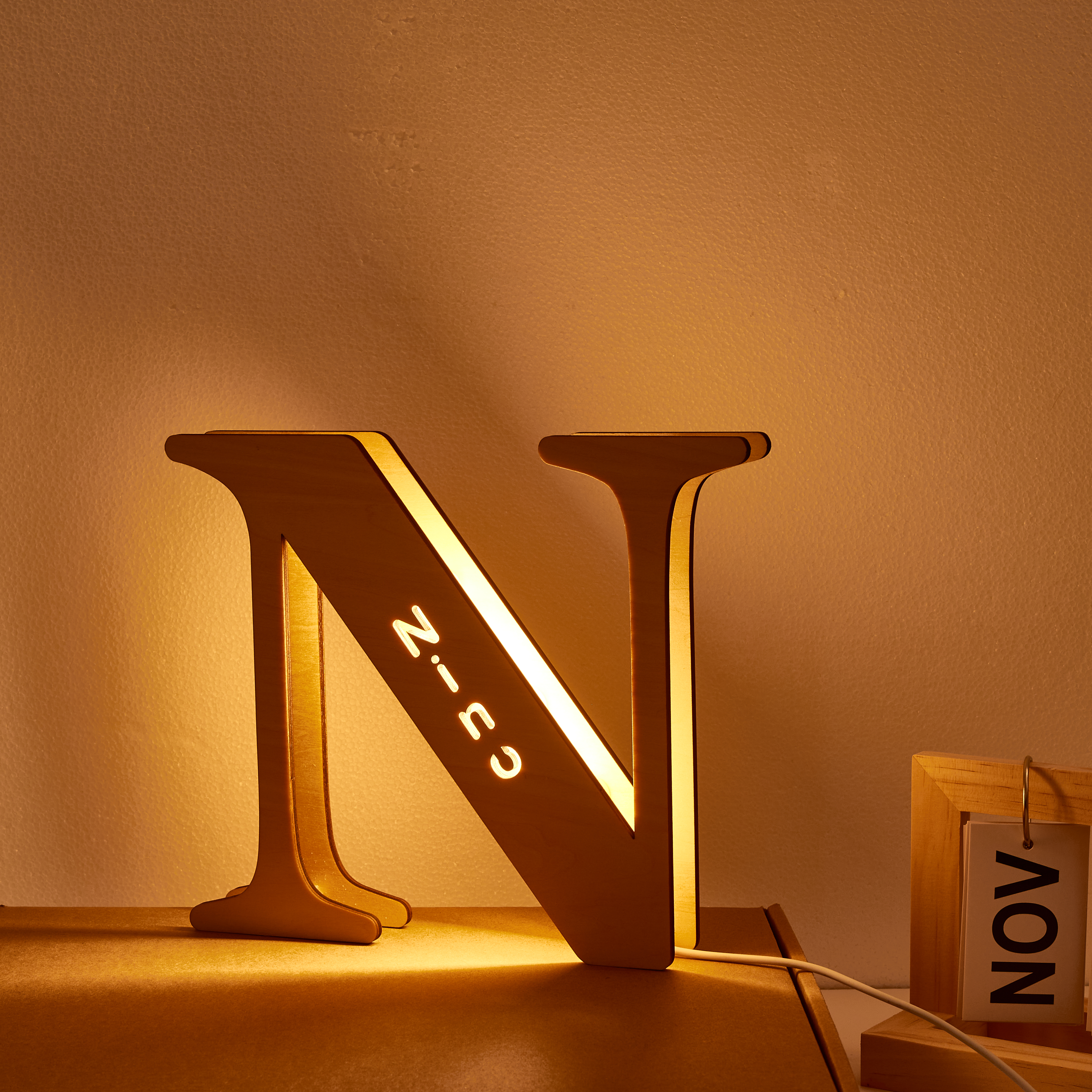Personalised Wooden Letter Lamp Custom Name Alphabet Night Lights 19CM-Blongser