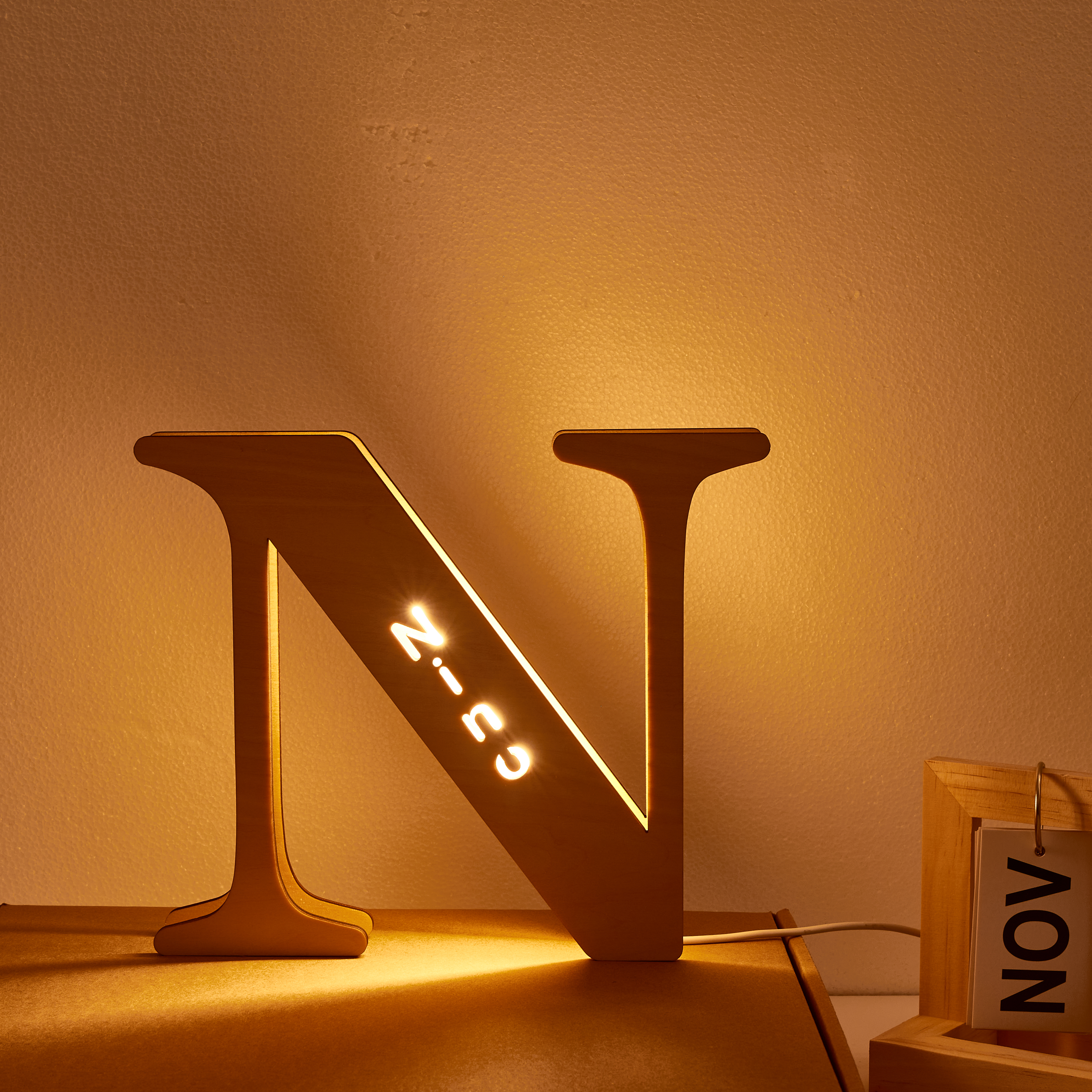 Personalised Wooden Letter Lamp Custom Name Alphabet Night Lights 19CM-Blongser