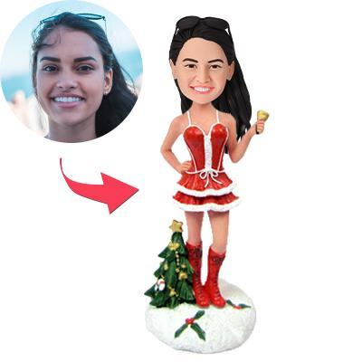 Sexy Christmas Girl Bobblehead - Holiday Tree Figurine