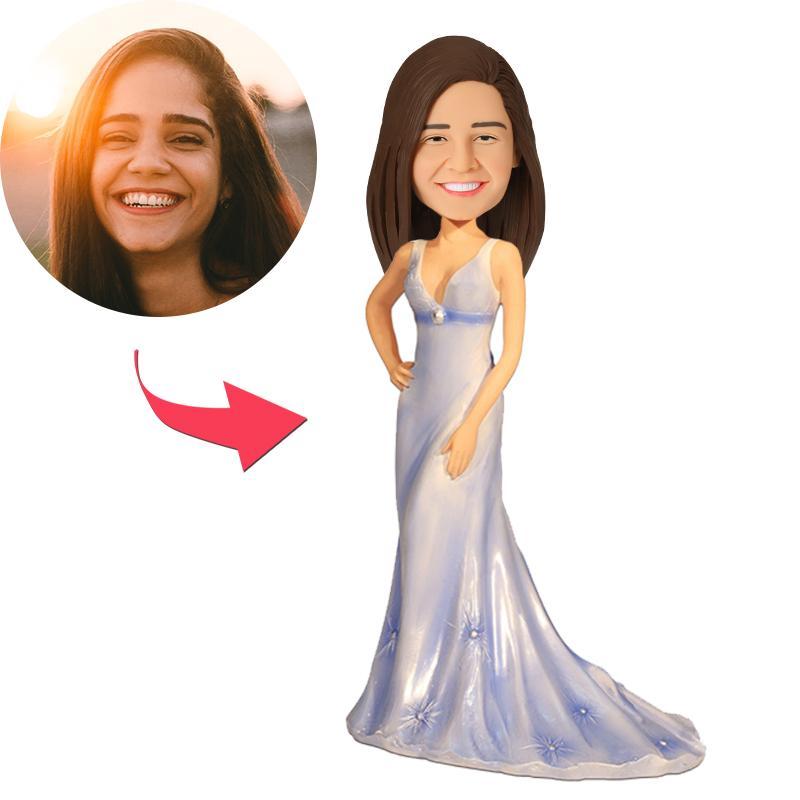 Sweet Wedding Custom Bobblehead With Flowers