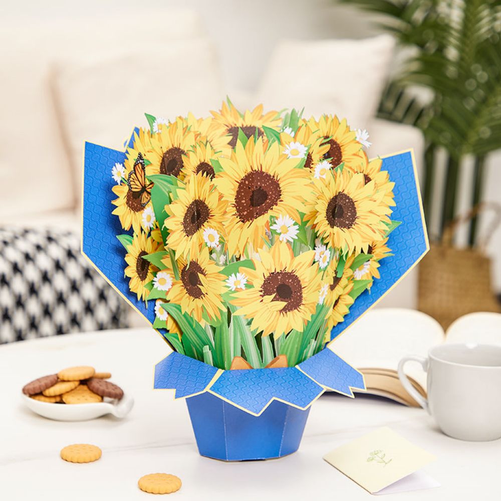 3D Creative Sunflower Bouquet Pop Up Greeting Card - MadeMine Custom ...