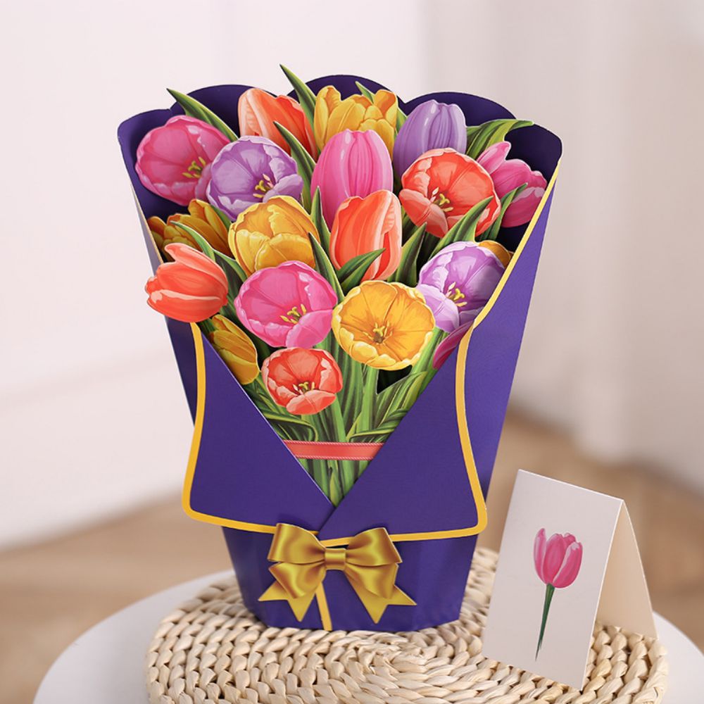 Tulip 3D Pop Up Greeting Card Flower Bouquet Pop Up Card - MadeMine ...