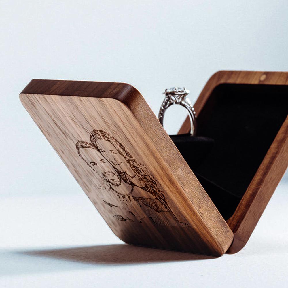 Slim Engagement Ring Box Personalization Wooden Jewelry Box - MadeMine ...