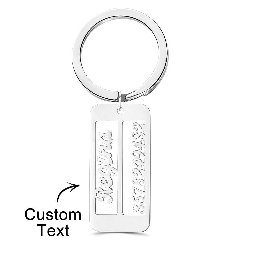 Personalized Name Phone Number Keychain Engraved Exclusive Phone Number ...