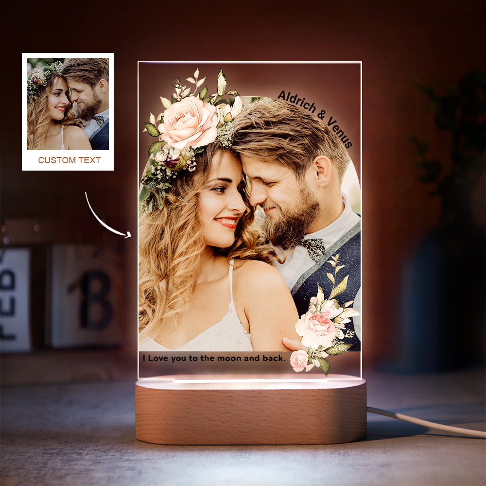 Custom Photo Print with Flowers Colorful Lamp Personalized Acrylic ...